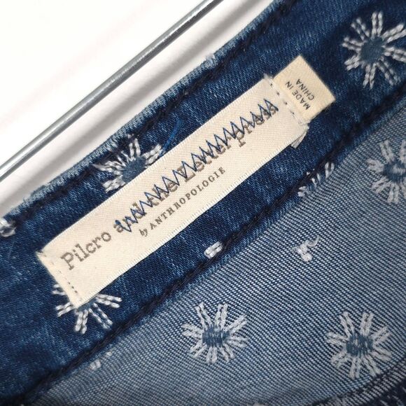 PILCRO ANTROPOLOGIE High Rise Bootcut Jeans Floral Print Blue Size 28 - Picture 2 of 14